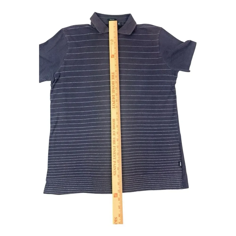 Hugo Boss Men’s Polo Shirt Purple Striped Regular Fit Size Small